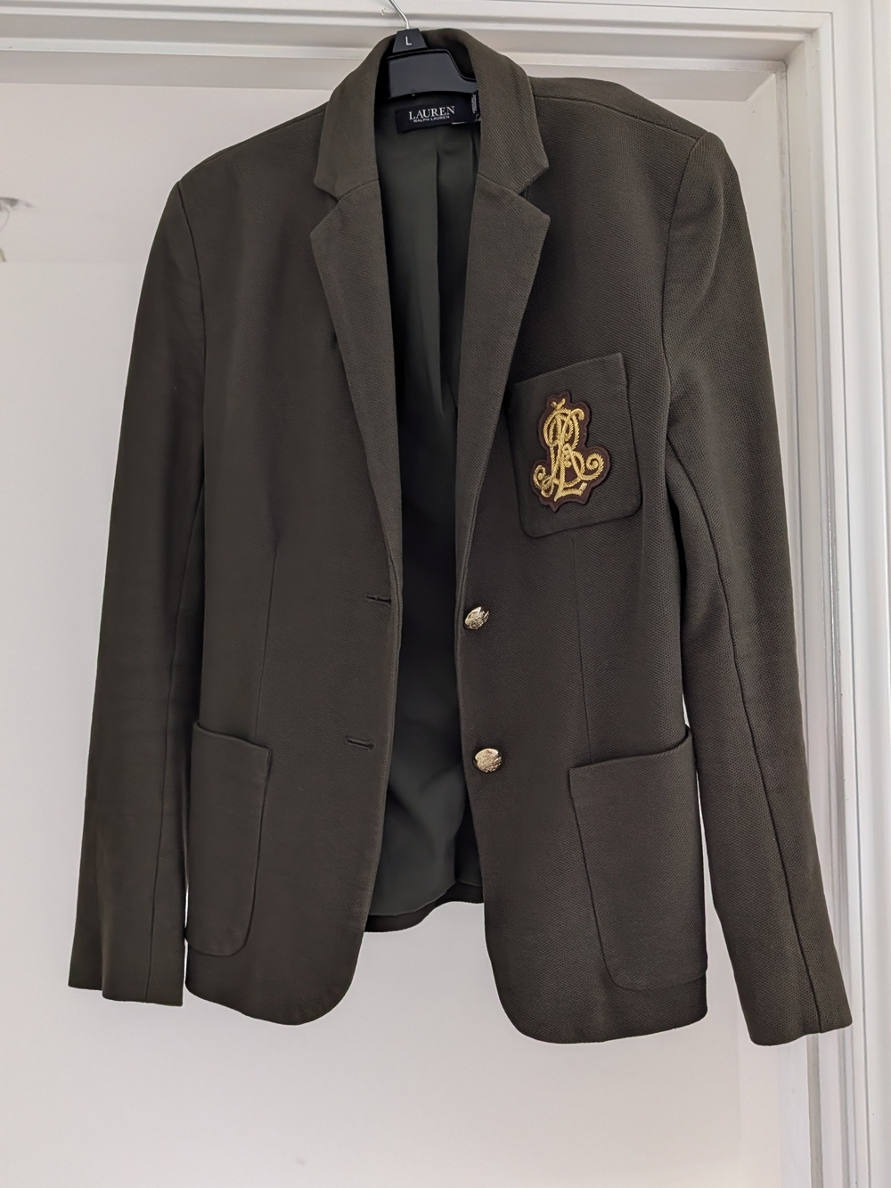 Lauren Ralph Lauren Olive Green Blazer with Crest